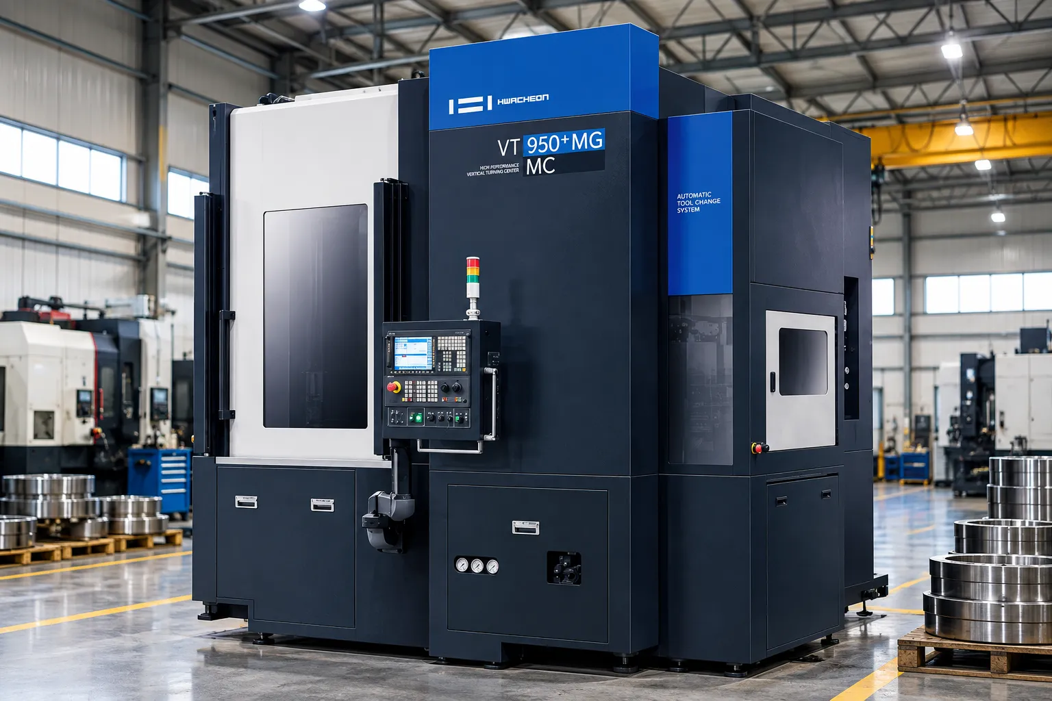 Hwacheon Vertical Turret Lathe (VTL) - 650 mm Dia Max (800 mm Swing) at MechMak CNC facility